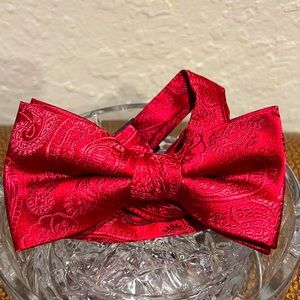Like New Classic Cool Super Rare Brilliant Red Paisley Bow Tie by Stacy Adams!